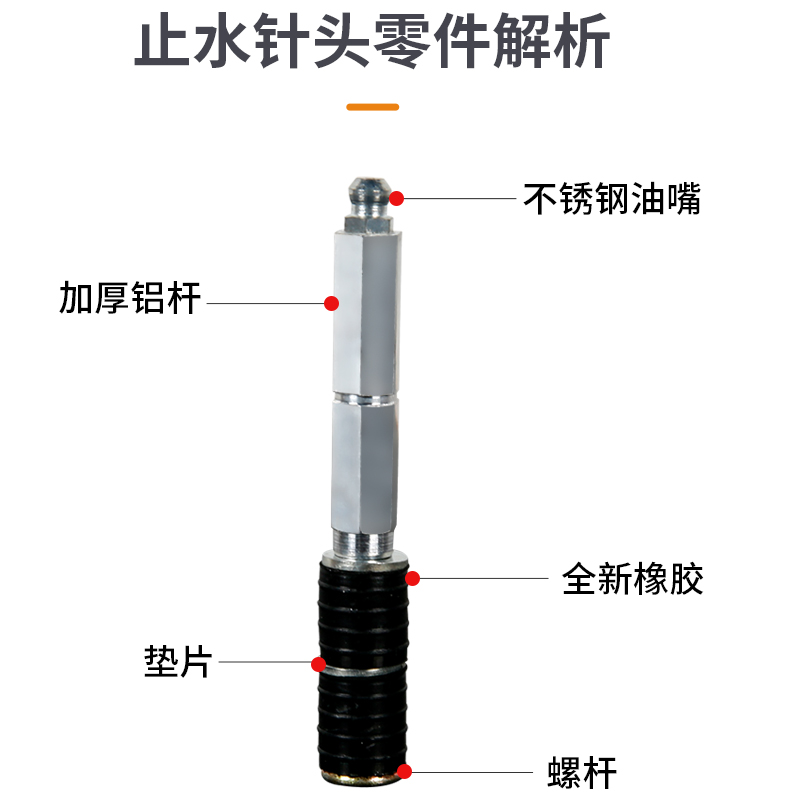 注浆机止水针头灌浆堵漏针聚氨酯灌浆堵漏针水固化高压防水注浆钉