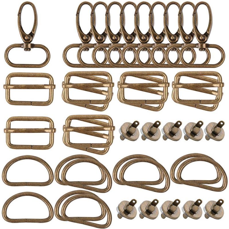 25/40/56PCS Metal Snap Hooks Buckle Belt D Rings Keychain Tr