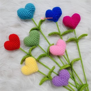 成品包邮毛线编织手钩教师节礼品卡通花爱心花束创意教师节礼物