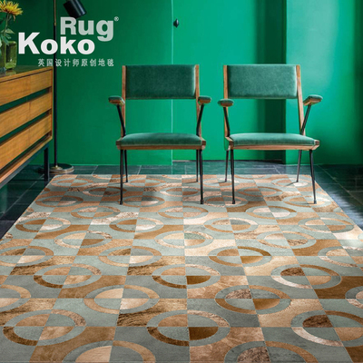 轻奢地毯几何绿色莫兰迪色北欧现代风格简约客厅茶几卧室床边地垫
