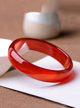 【竞天珠宝】通透红玉手镯玛瑙镯子红玉髓玉镯手镯时尚女款玛瑙玉