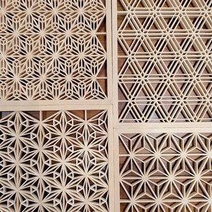 细工组子竹编藤编竹雕组子饭厅隔断悬吊式天花板会所墙面装饰材料