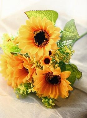 1 Bunch Artificial Flower Decor Sunflower Bouquet For Home