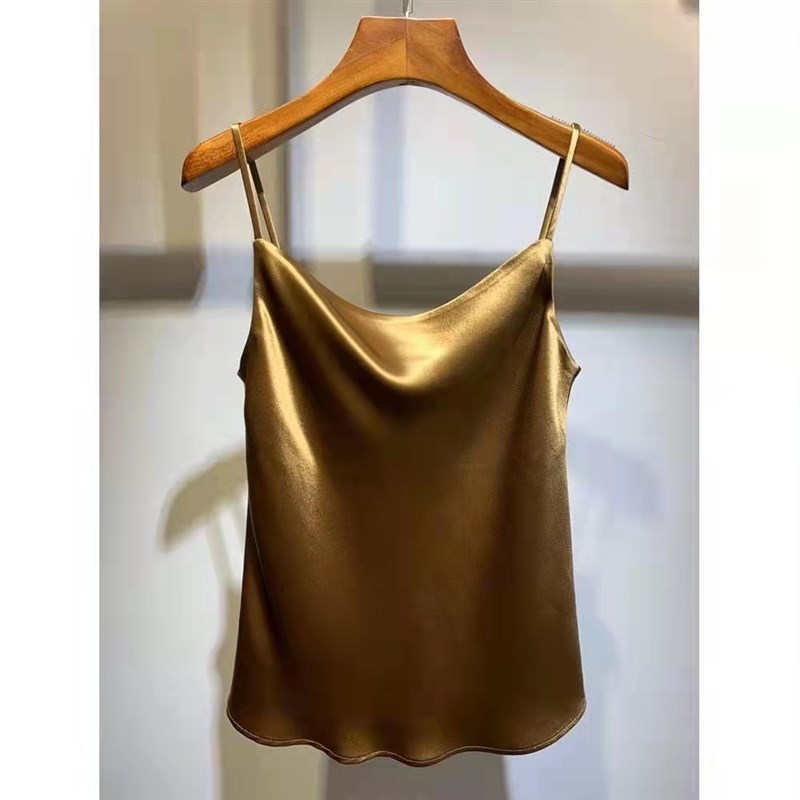 优雅气质荡领真丝吊带背心女西装内搭气质打底衫垂感醋酸缎面上衣