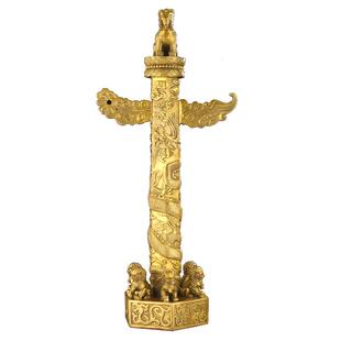 铜华表柱黄铜流云龙柱中华柱办公室家居饰品铜器摆件