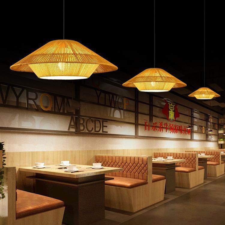 日式侘寂风艺术吊灯创意个性餐厅卧室民宿编织麻绳北欧设计师灯具,家装灯饰光源,智能吊灯,淘宝优惠券,粉丝福利购,淘宝优惠卷