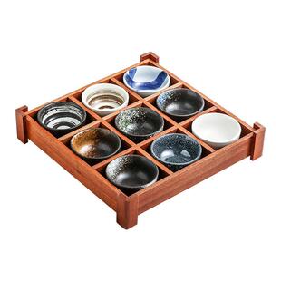 日式木质九宫格餐具餐盘托盘分格盘料理盒套装复古实木创意寿司盘