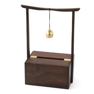 黑檀木纸巾盒提梁实木原木嵌铜复古中式提盒收纳抽纸家居客厅摆件