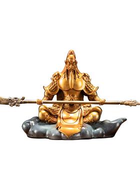 车载关公黄铜摆件汽车中控台黄铜摆件汽车内饰铜装饰摆件