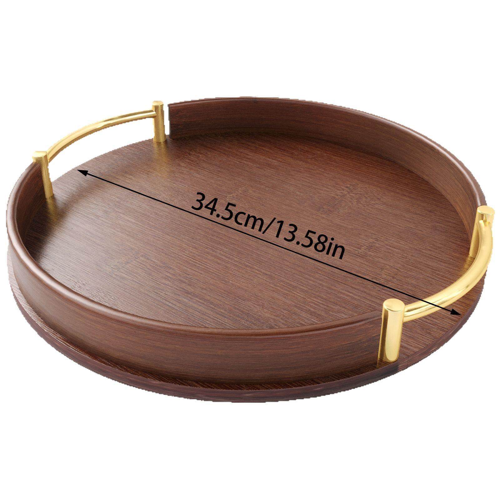 新款精致竹制圆形家居日用托盘放水杯咖啡盘餐用托盘厨房收纳盘子,餐饮具,餐用托盘,淘宝优惠券,粉丝福利购,淘宝优惠卷