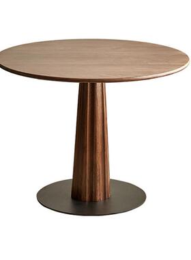 北美黑胡桃木实木圆形餐桌圆桌简约休闲饭桌餐厅家具天尺圆桌