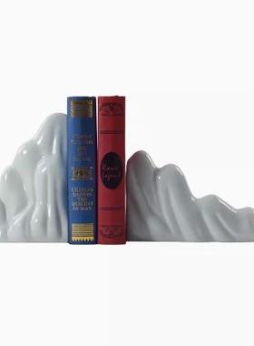 新中式陶瓷假山书挡书靠书立摆件客厅酒柜博古架书柜书架软装饰品