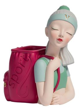 美妆女孩创意笔筒收纳盒办公室桌面学生艺术简约现代女生摆件