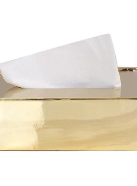 轻奢风金属纸巾盒销售中心会所大厅前台抽纸盒摆设品样板间装饰品