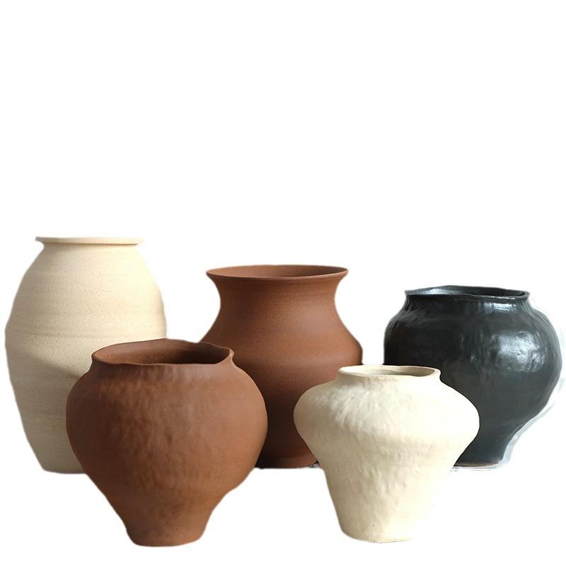 北欧侘寂风酒软民宿景德镇手装RCF工陶艺陶瓷花瓶复店古粗陶