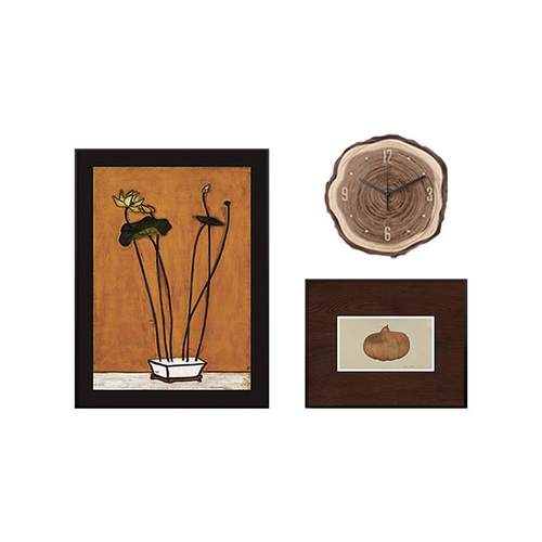 中古餐厅装饰画新中式复古国风茶室背景墙挂画抽象艺术客厅组合画