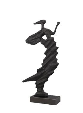 新中式创意抽象黑色人物雕塑摆件铸铁别墅书房客厅家居装饰品摆件