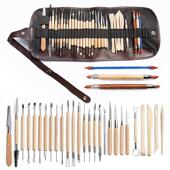 陶艺工具30件套装 软陶泥黏土石塑雕刻刀辅助粘土压痕橡皮笔