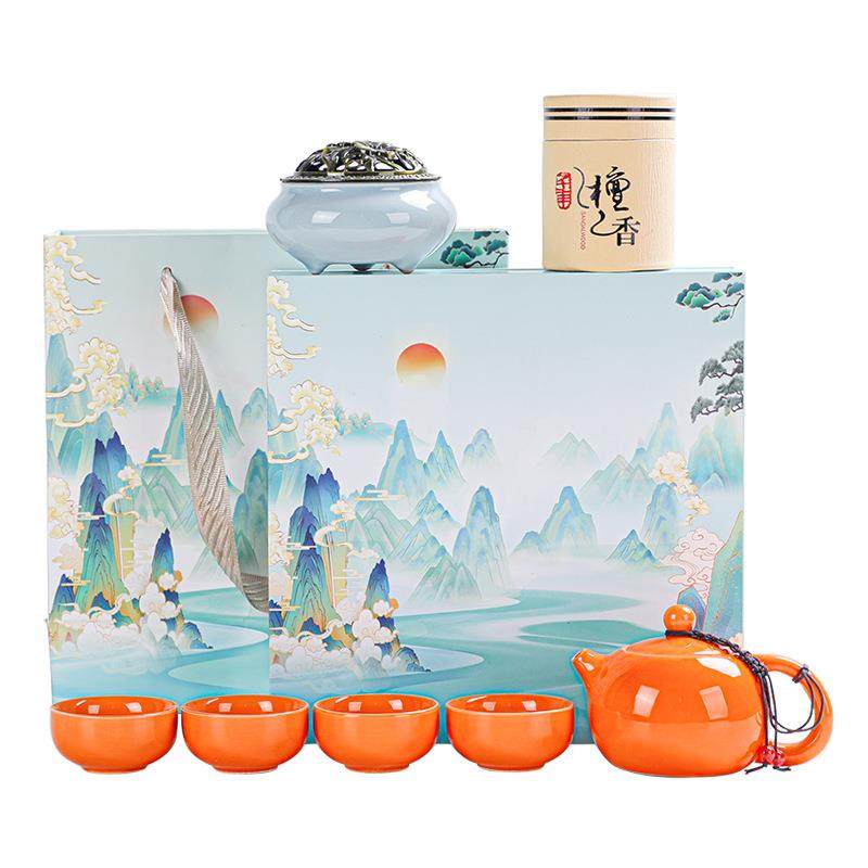 创意国潮陶瓷茶具套装西施一壶二杯薰香道商业活动伴手礼品定,餐饮具,功夫茶具,淘宝优惠券,粉丝福利购,淘宝优惠卷