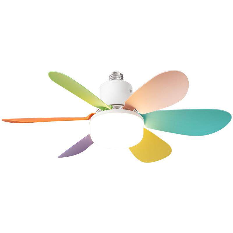 风40w多彩E室27螺口六叶花型顶扇灯吊扇灯扇叶可拆卸卧客厅吸风扇