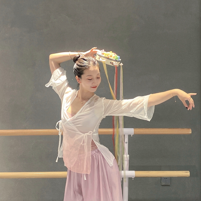 速发古古舞蹈练功服飘逸身韵渐变纱衣演出服中国考韵艺舞服典风开
