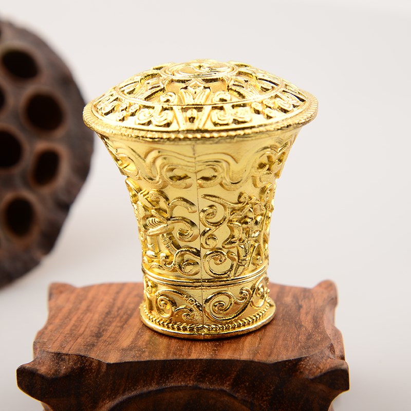 速发藏式精品铜合金唐卡头卷轴头金黑古铜色雕花装饰唐卡挂画配件
