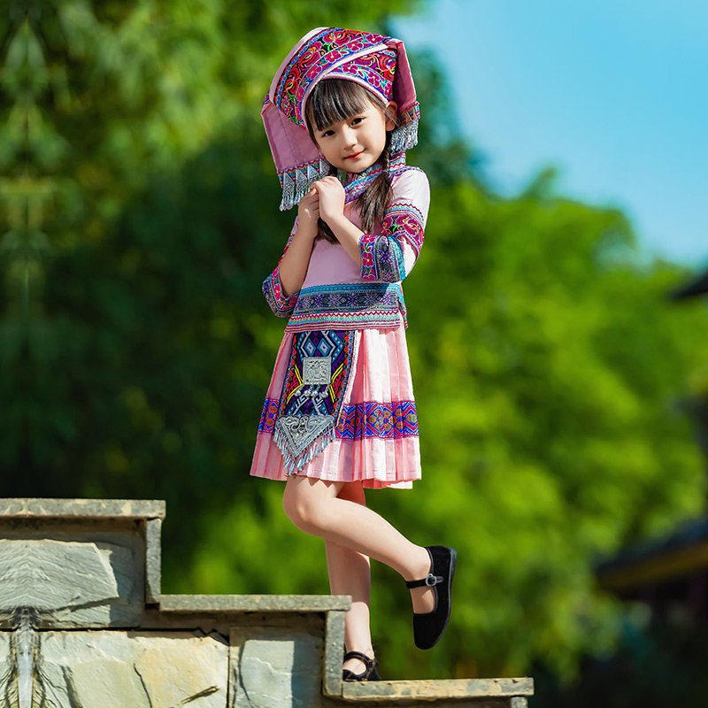 速发六一族童壮族苗儿彝族少族畲族瑶族侗数民族舞蹈服装演出服春