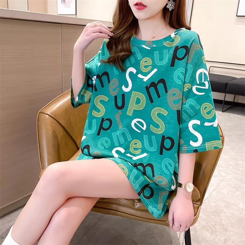 速发众024春上中长款宽松大版通勤t恤小2款衣圆领半袖上衣