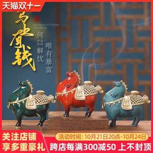 速发马上有钱纯铜香香檀用室内盘香香薰炉沉炉家香熏香炉创意铜马