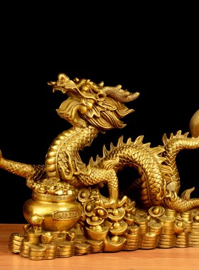 速发品宝盆铜龙摆件铜龙青龙汉龙摆设中式家厅客居店铺工艺聚装饰