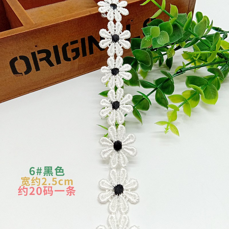 速发厂家现货水溶边边现货8瓣花边彩色花雏菊 刺绣花小 头饰贴花
