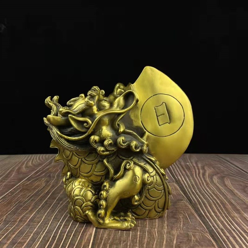 速发黄铜日月睚眦摆件龙日子二月居家邪摆设摆件