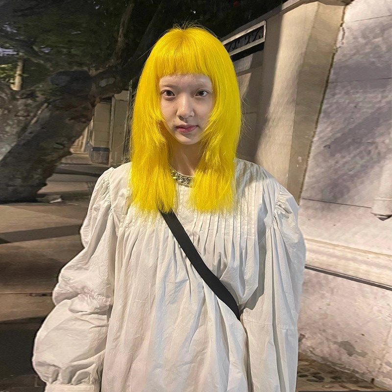 速发夏日黄K高层次假发塔长直发洛丽中J色全头套彩色假发