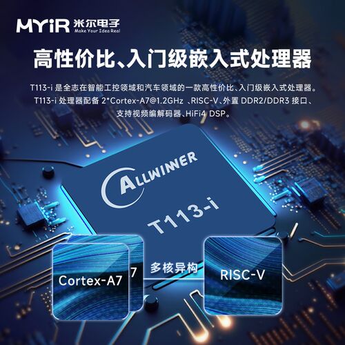 米尔全志T113-i开发板2*A7+RISC-V全国产工业级核心板Linux+RTOS