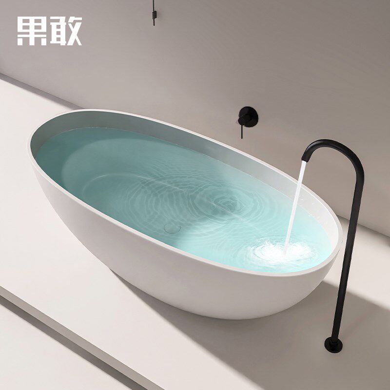 果敢高分子人造石小户型家用椭圆形酒店民宿泡澡1.3-1.7米657浴缸