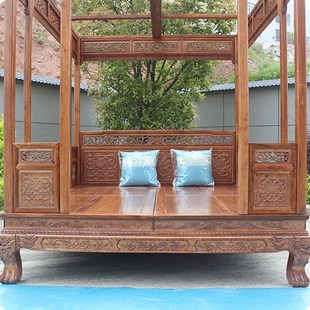 精选金花梨拔步床踏步床明清仿古架子床千工八步床中式古典实木月