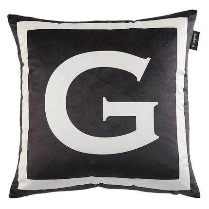 0377字母印花抱枕大靠垫沙发办公室床头靠枕腰枕汽车靠背含芯定制