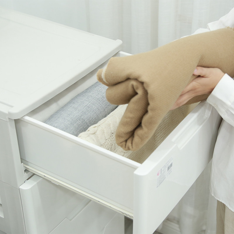 爱丽思床头柜塑料抽屉式滑轮床边柜子收纳现代简约卧室矮柜爱丽丝