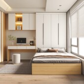 精选实木多层板榻榻米衣柜床一体组合靠墙小户型卧室家用带儿童书