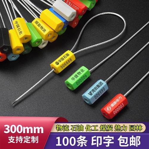 一次性钢丝封条抽紧式塑料铅封锁扣电表集装箱物流封签施封锁扎带
