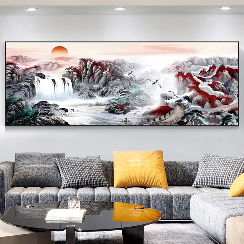 鸿运当头钻石画2025新款5D满钻客厅山水手工点砖贴画十字绣砖石绣