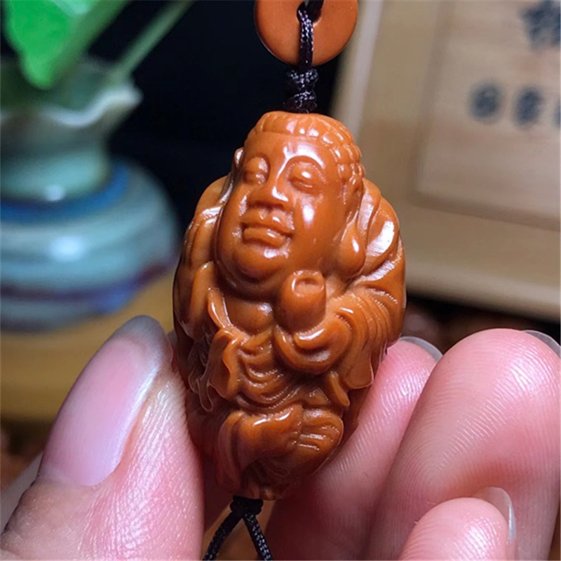 速发橄榄核单籽雕刻财神观音单颗吊坠挂件扣车挂把件佛头集合