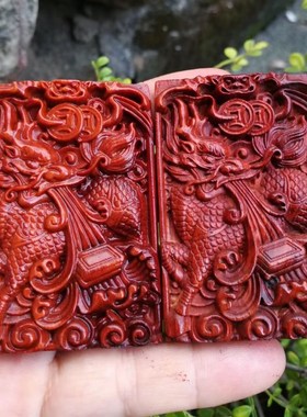 速发小叶紫檀招财进宝工麟 461规格木牌双面精雕中国风红木麒艺品