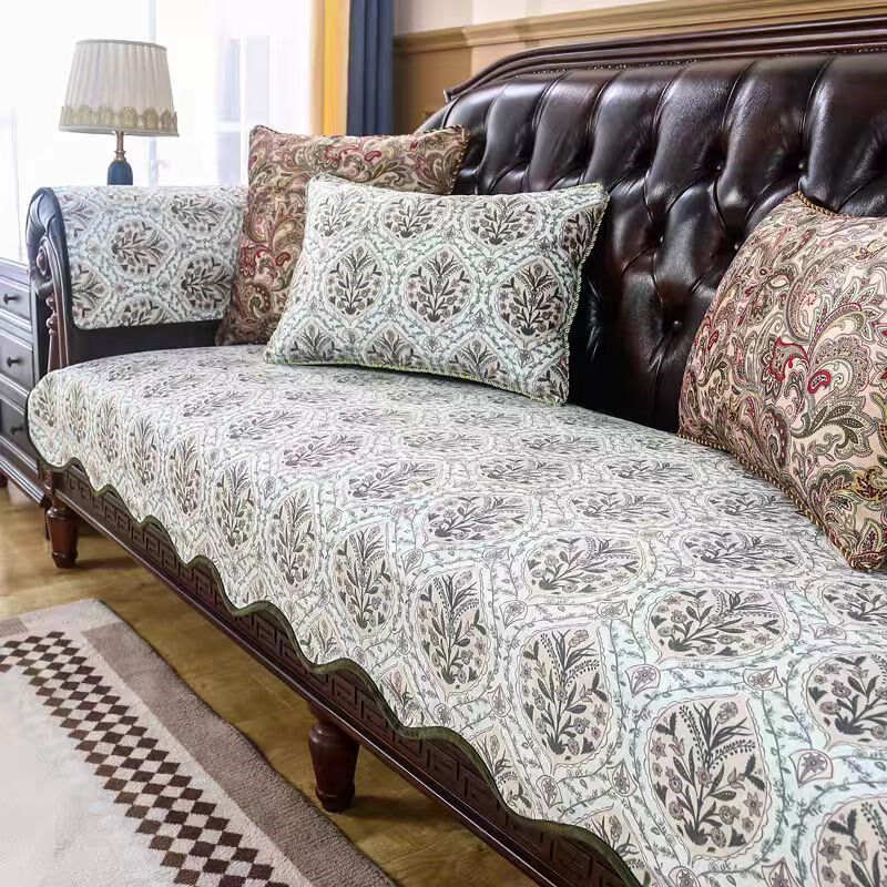 速发新款沙发垫美式复古高级感客厅皮沙发套罩防滑四季通用欧式座