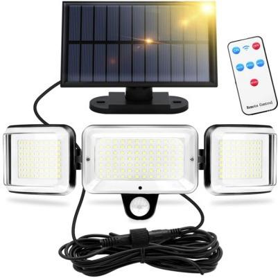 外贸出口太阳能灯户外庭院灯分体三头照明灯花园围墙通道室内外用