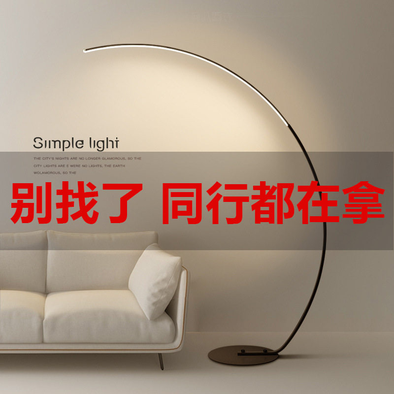 跨境现代落地灯led设计师艺术样板房客厅创意弧形极简ins钓鱼立灯
