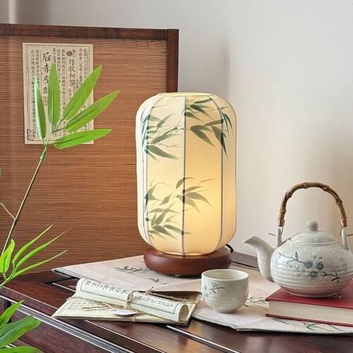 新中式手工绘画复古台灯电池