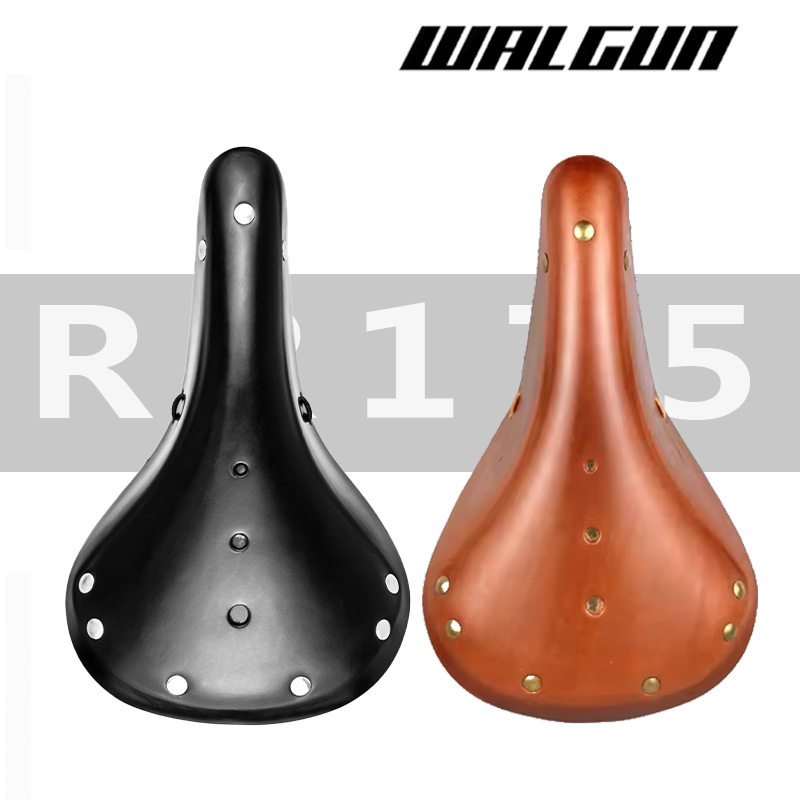 WALGUN R175 自行车座垫城市旅行单车折叠车复古牛皮鞍坐通用座包