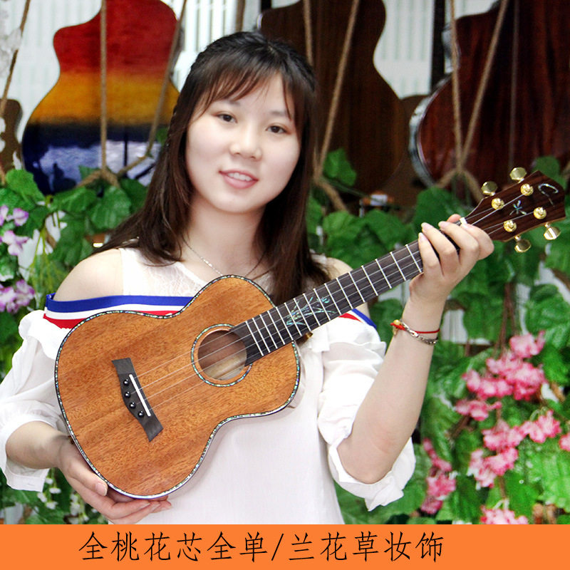 厂家供应24/26寸全单尤克里里全桃花芯小木吉他学习演奏乐器批发