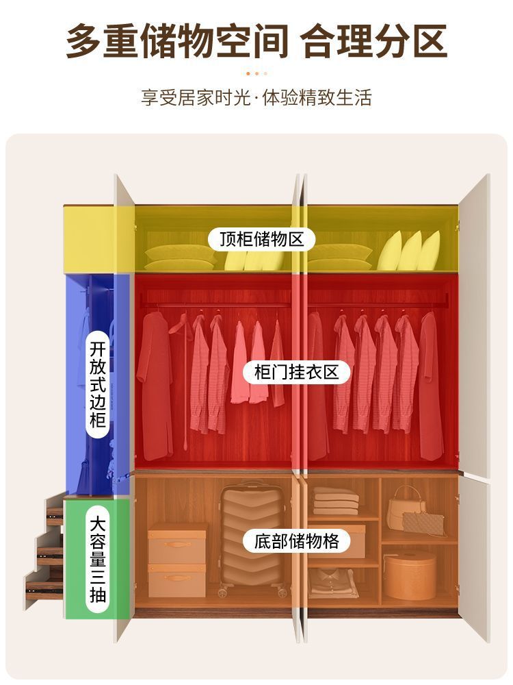 实木免拉手加厚收纳衣柜